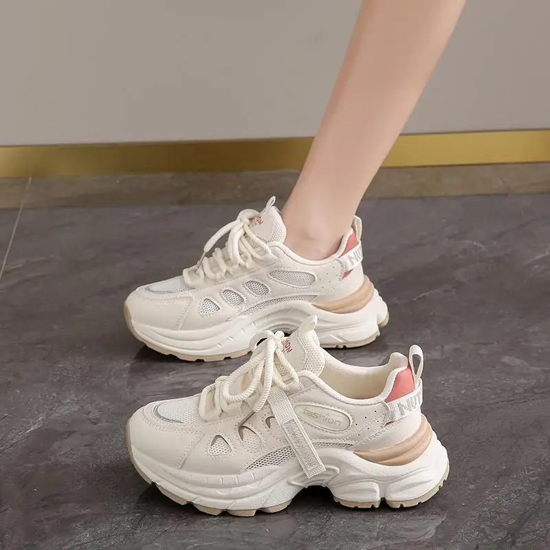 

Кроссовки на шнуровке для мужчин и женщин, прогулочная обувь, базовая стильная сетчатая обувь, повседневная обувь для тенниса