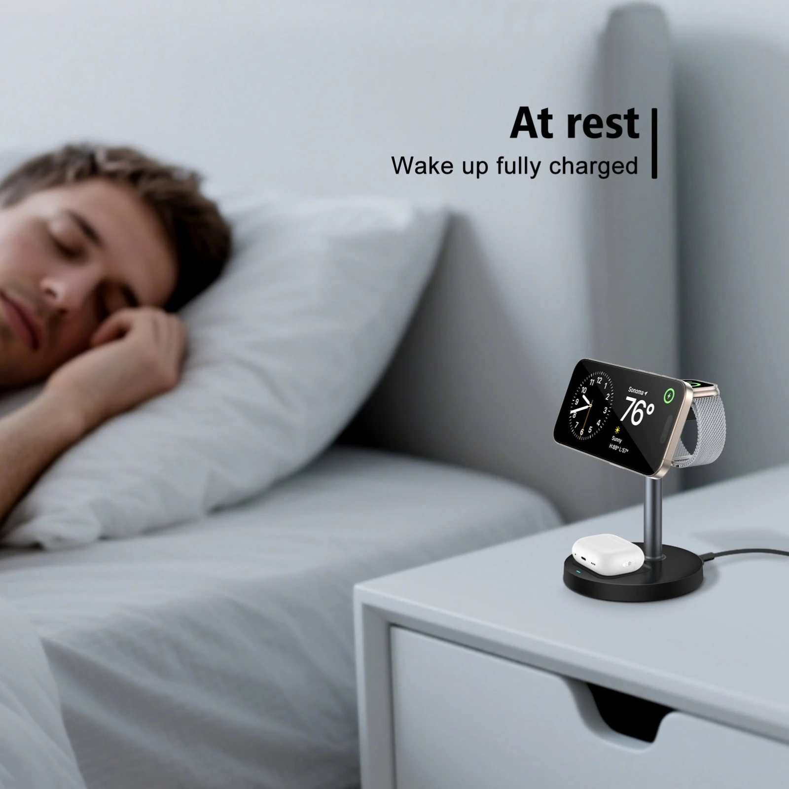 15W 3-in-1 Magnetic Wireless Charging Station Travel Fast Charger For Magsafe iPhone 16 15 14 13 12 Apple Watch 10-2 AirPods Pro