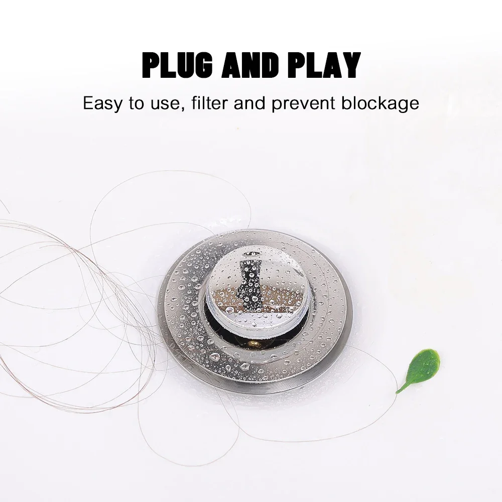 Sink Filter Floor Drain Filter Stainless Steel Pop-Up Bounce Core Basin Stopper Washbasin Plug Anti-clog Hair Catcher Shower Sink Strainer