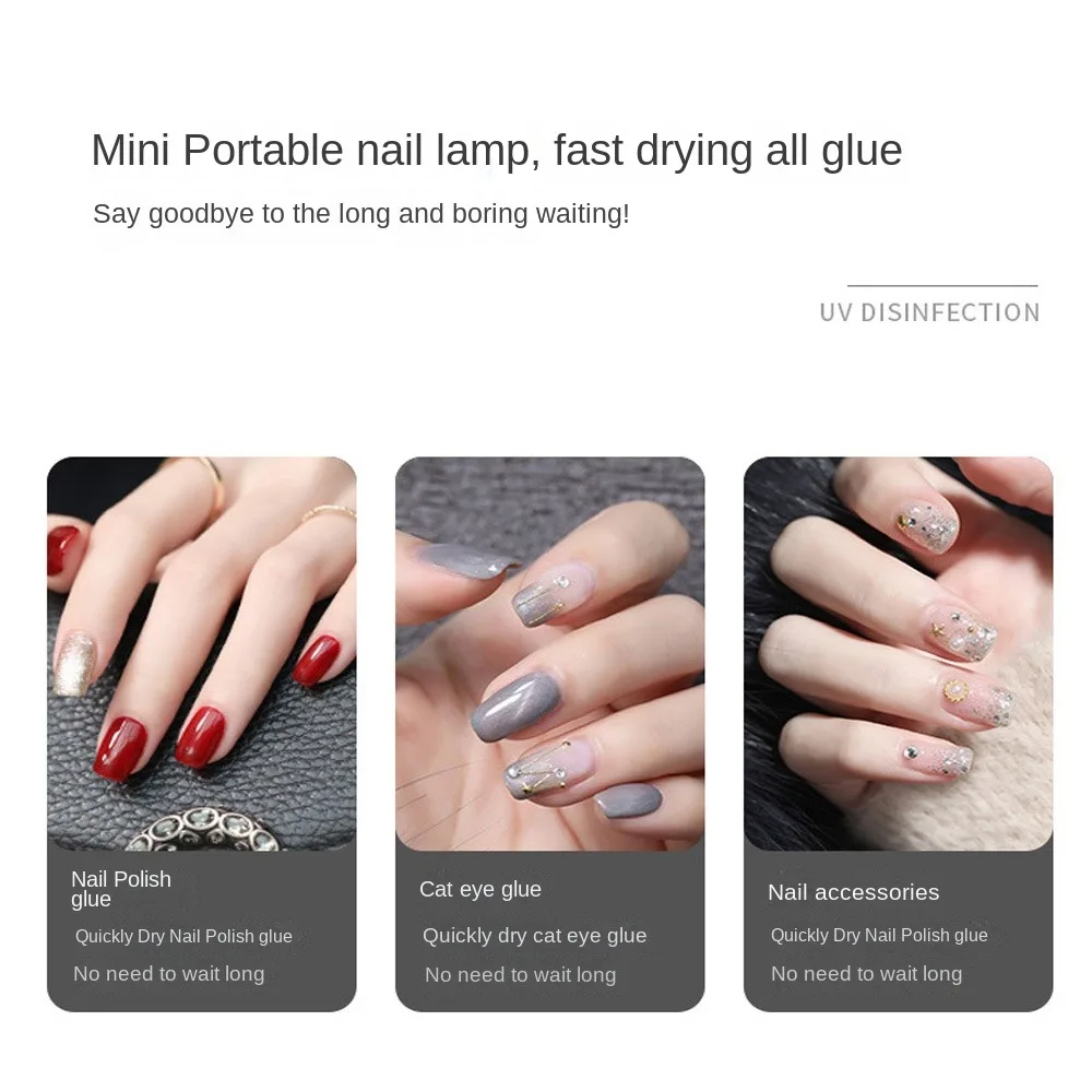 Uv Curing Lamp Uv Nail Lamp 395nmX365nm Dual Band UV mobile phone film curing lamp UV LED nail lamp USB mini uv folding gel curing