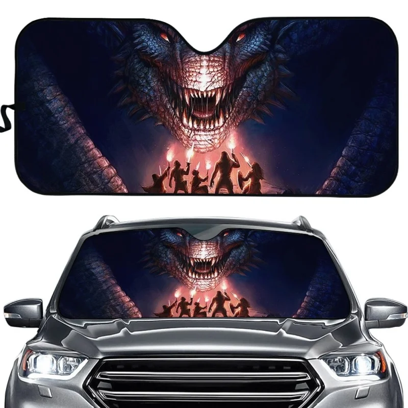 

INSTANTARTS Evil Dragon 3D Printing Foldable Auto Sunshade Accessories Universal Car Windshield Sun Shade Visors UV Protector