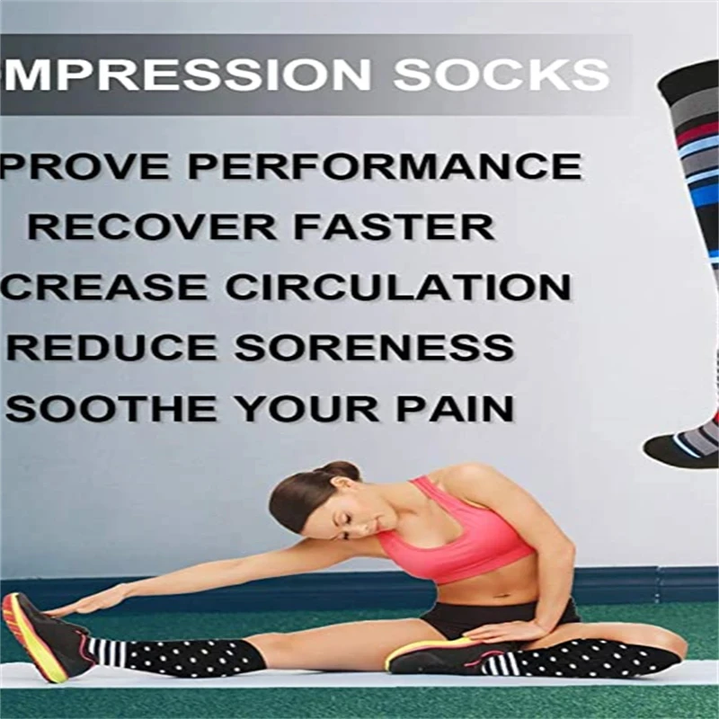 Compression Socks For Men Women To Prevent Varicose Veins Diabetes 15-20mmHg Sports Socks Fitness Outdoor Running Rugby Hiking