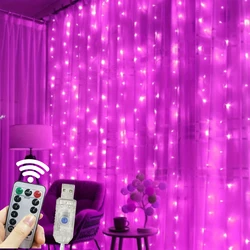 LED Curtain String Lights - 600 Lights for Home & Event Decoration (Pink Light)