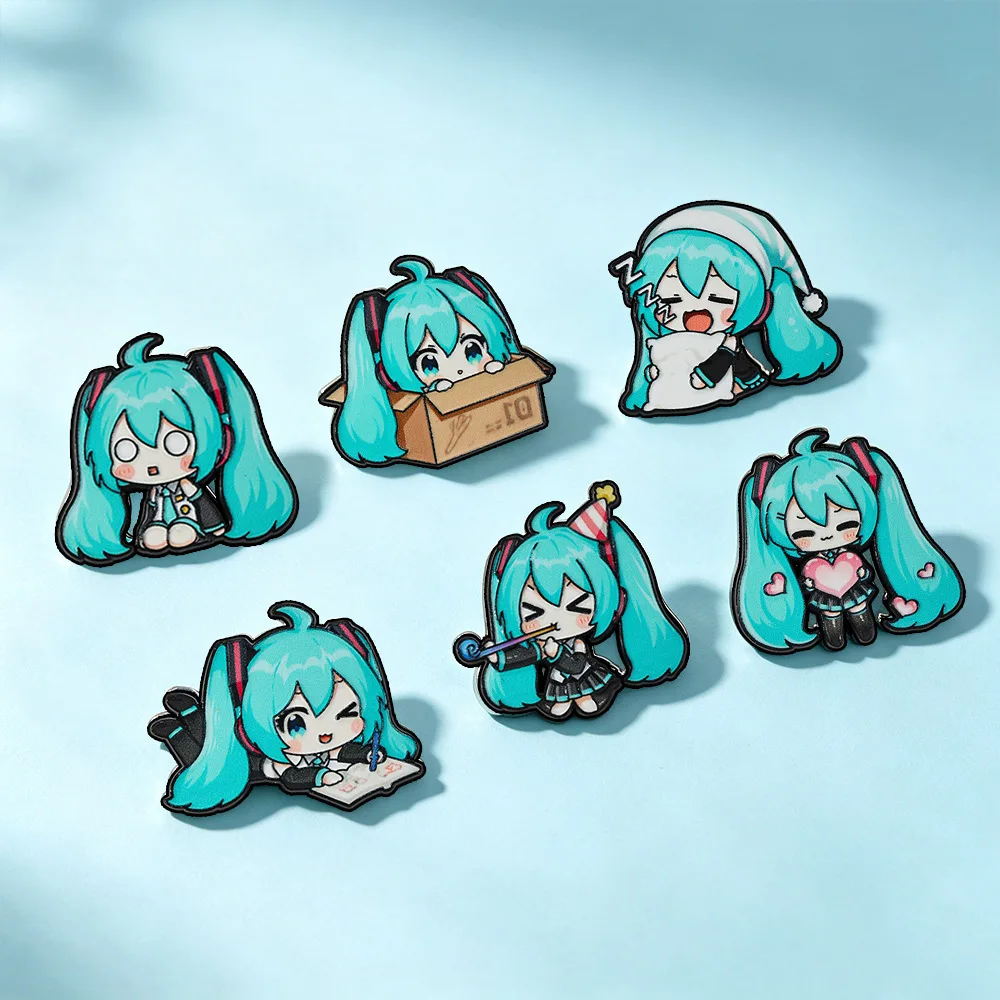 Hatsune Miku Enamel Pin Set - Character Brooches and Lapel Badges for Clothing and Accessories