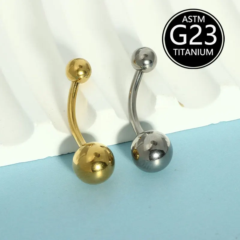 50pc/lot 8-12mm Length G23Titanium Steel Ball Barbell Sexy Ball 14G Belly Ring Navel Piercing Women Men Button Ring Body Jewelry