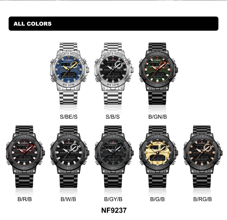 Digital Quartz Watch Men Waterproof Luminous Date Chronograph_voghion.com