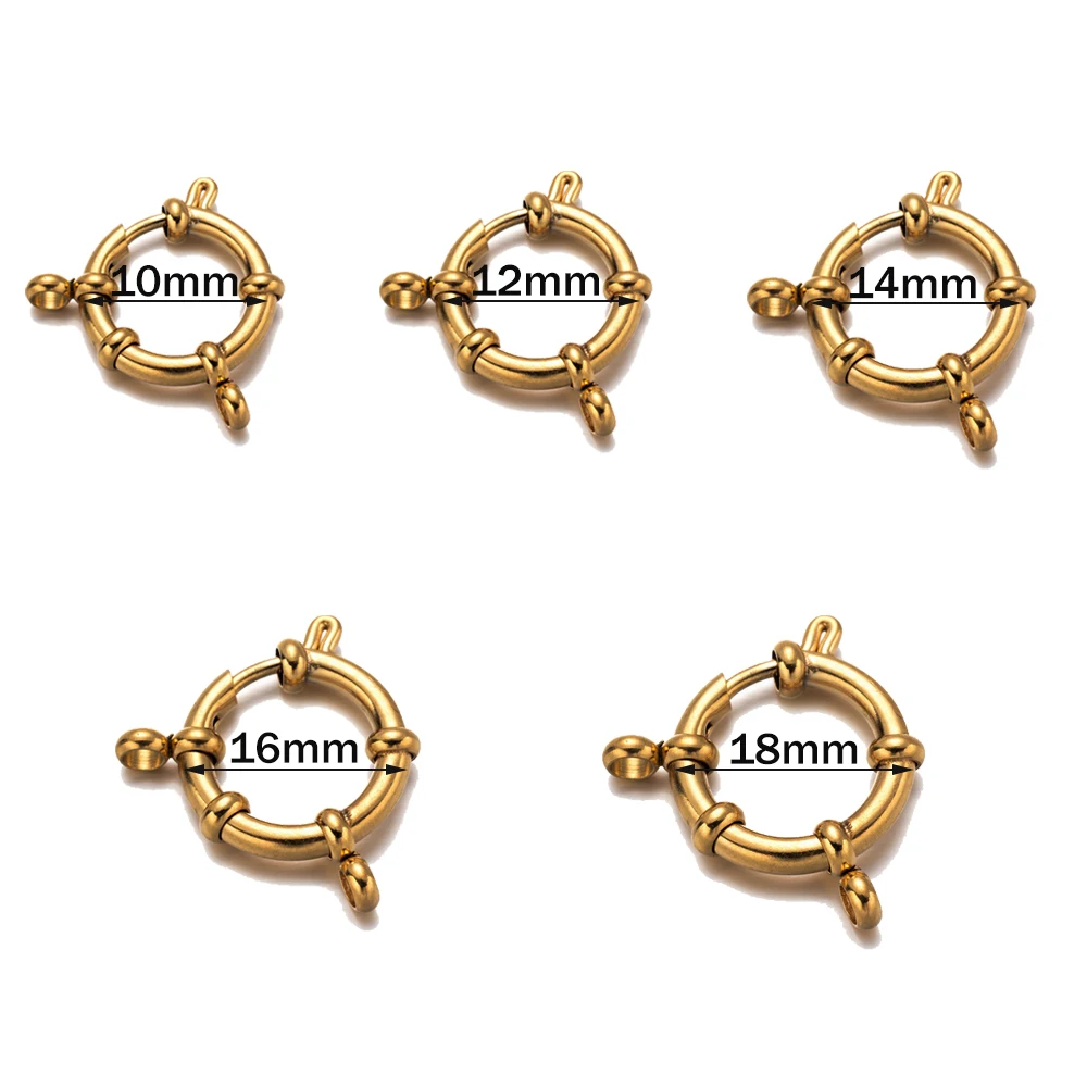 4 Stück Edelstahl runde Federringverschlüsse DIY Schlüsselbein Halskette Haken Schmuckherstellung 8 Verbinder Erkenntnisse Armbandzubehör – Detail 1