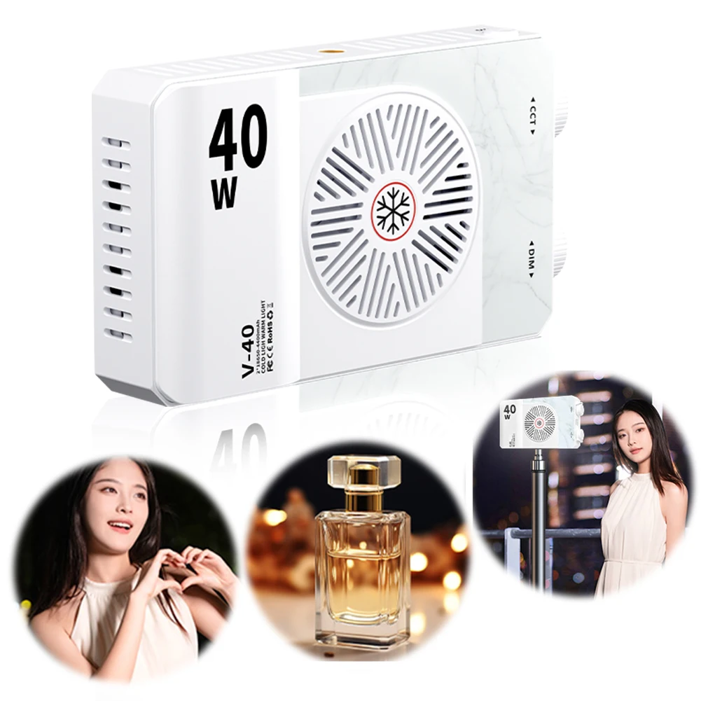 40W LED 패널 비디오 조명 휴대용 필 라이트 2800K-9000K 카메라 조명 4400mAh 충전식 브이로그 및 사진 촬영 조명