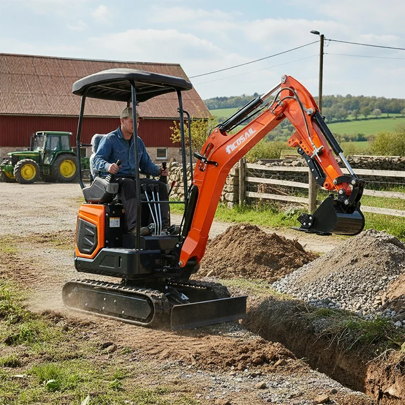 Kleiner Bagger für den Hausgebrauch, 1,8 Tonnen, EPA-Motor, kundenspezifischer Raupenbagger für die Landwirtschaft, hergestellt in China.