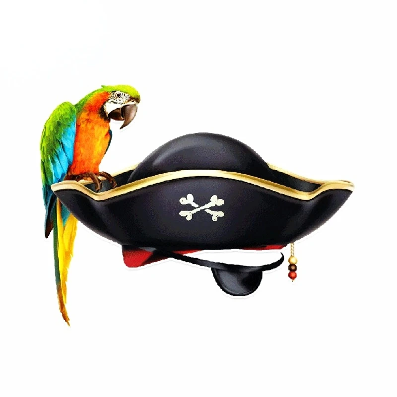 

Car Sticker Cute Parrot Pirates Hat Popular Car Stickers PVC Proof Scratch Cover Scratches Motorcycle Decorative Accessories