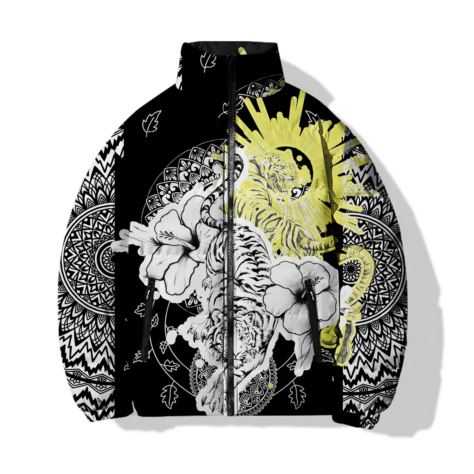thumbnail image 1 of Abrigos de invierno con estampado de lobo elegantes para hombre, casuales y versátiles, personalizados, modernos, parkas, abrigos cómodos y cálidos para hombre, 1 of 5