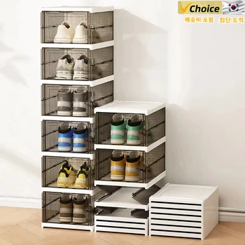 Dustproof 6 Layers Foldable Shoes Box Stackable Transparent Thickened Plastic Bins Sneaker Shoe Organizer Cabinet Organizers 1