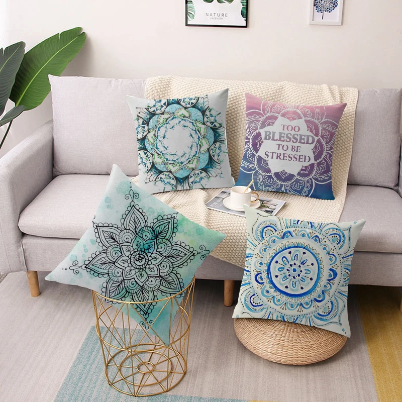 

Bohemian style mandala printing square pillow cushion cover car sofa office chair pillowcase simple home decoration ornaments