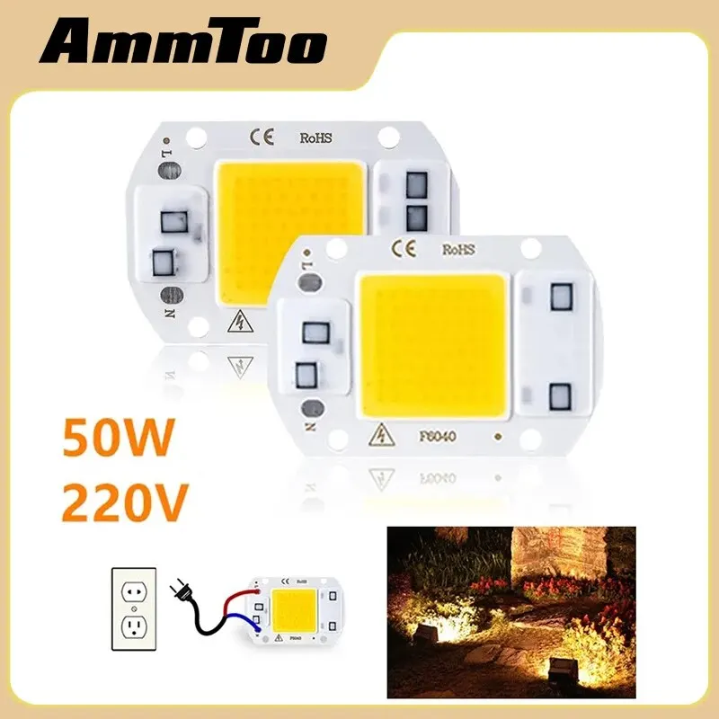 LED Lamp AmmToo Smart IC COB LED Chip 50W AC 220V No Need Driver DIY Flood Light Bulb Spotlight Outdoor