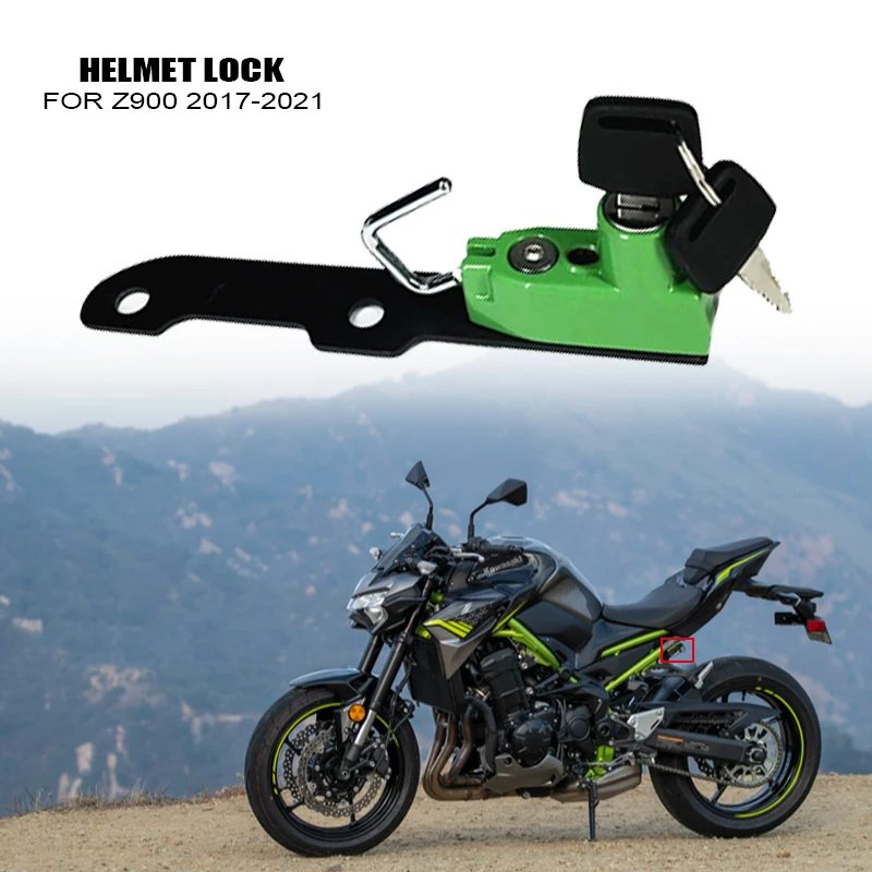Misura Per Kawasaki Z900 Z 900 2017-2021 Lato Moto Antifurto Blocco Di Sicurezza Password Blocco Casco Blocco Gancio Di Montaggio Con 2 Chiavi