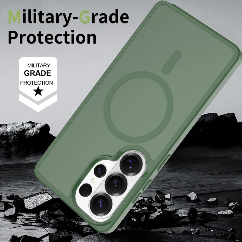 Magnetic Attraction Shockproof Matte Phone Case - Semi-Transparent, Skin Feel, Hard PC Back Cover