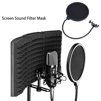 Scudo per microfono per accessori per la registrazione parlante Microfono da studio a doppio strato Filtro anti-pop Maschera flessibile per filtro audio per schermo antivento