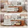Extendable Wood Coffee Table with 2 Drawers, 43"-65" Length Adjustable Rectangular Dual-Tone Center Table with Storag 4