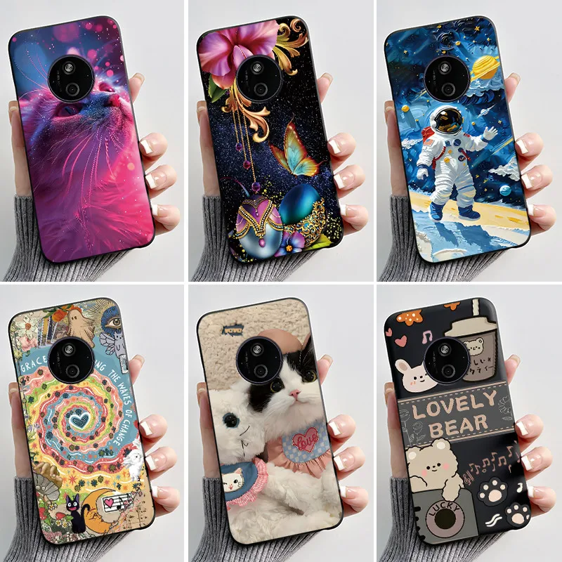 Aesthetic Fashion Cat Astronaut Black Protective TPU Silicone Soft Case Cover