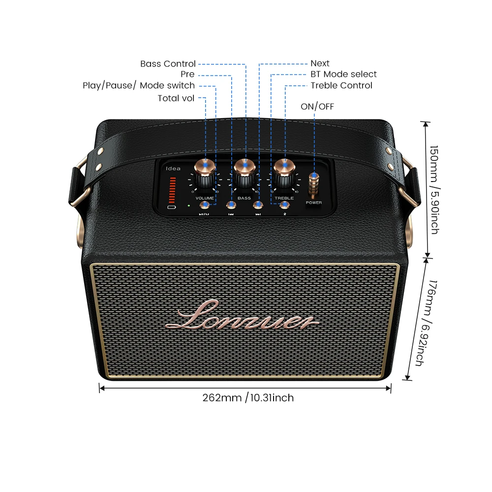 Lonzuer Audio Portable Bluetooth Speaker 2.1 Channel Sound Box 80W Support USB AUX TWS Desktop Bluetooth Speaker For Home Audio 2