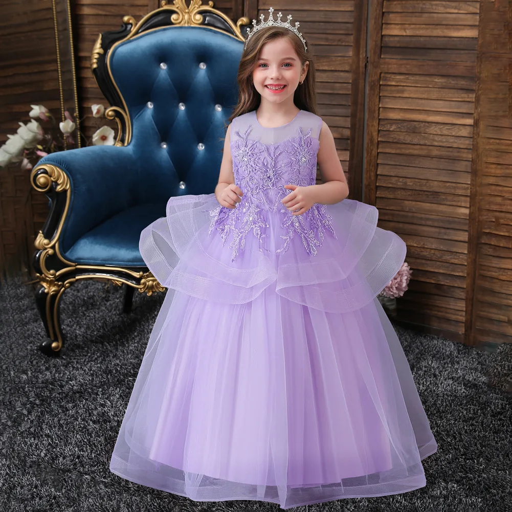 

2023 Summer New Girls' Long and Floor Mesh Puffy Princess Dress Show Dress
