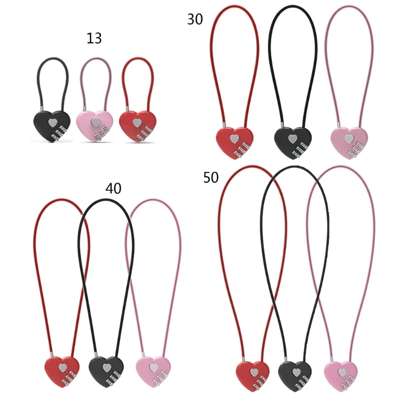 Love Shape Lock Wedding Gift Heart Password Code Padlock Trolley-Case Concentric-Lock Long Wire Rope Password Padlock mini padlock,combination lock,security padlock,luggage padlock,travel padlock,digit combination lock,love heart lock