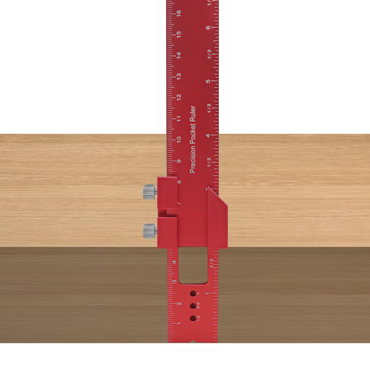 Precision Pocket Ruler T-Type Scribing Ruler Carpenty Square T Track Ruler Inch and Metric Measuring Marking W/ Slide Stop