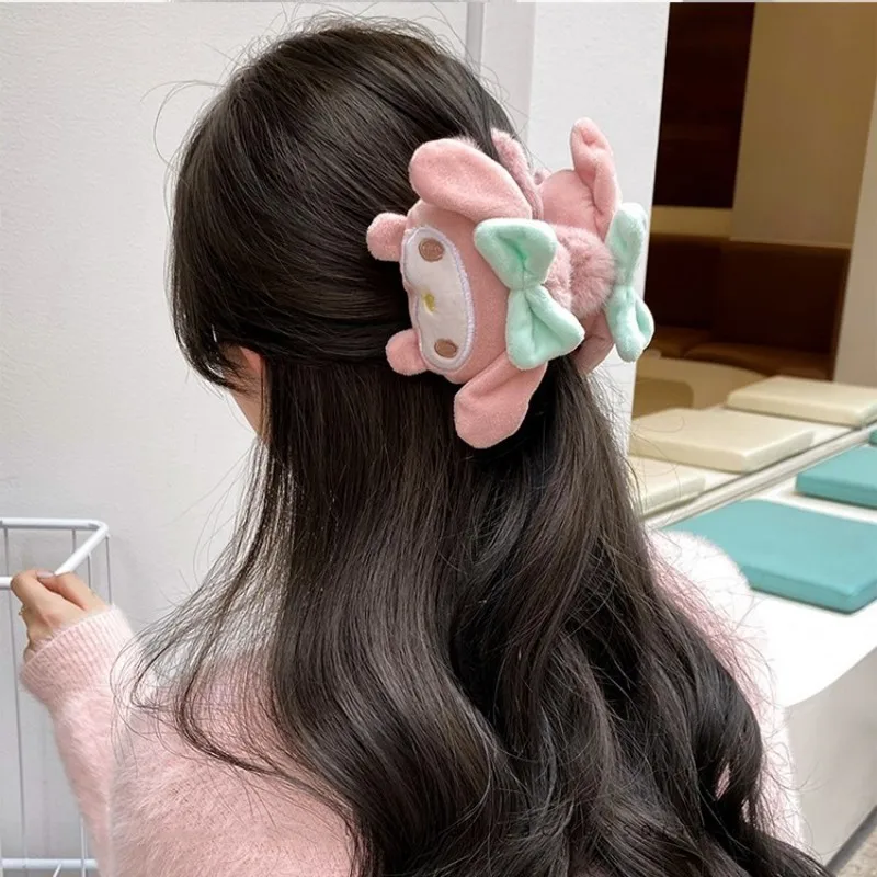 

Мультяшная заколка для волос с аниме Sanrio My Melody Cinnamoroll Kuromi плюшевые милые аксессуары милая девочка сердце акула зажим для девушки креативный подарок
