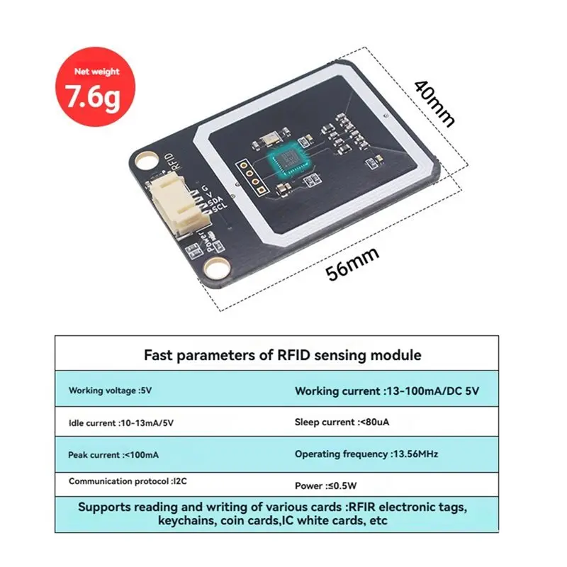 A99E-For Arduino/ESP32/STM32 호환 RFID 리더 RC522 모듈 13.56Mhz 125Khz 태그 지원을 통한 쓰기 및 읽기 기능