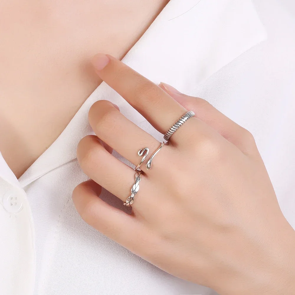 925 Sterling Silver Irregular Ring Female Simple Retro Style Handmade Jewelry for Women Men Birthday Gifts