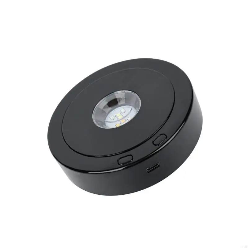 Rotating LED Display Stand with Various Light Modes USB Powered Base Rotating LED Platform for Crystal Glass Art Decors H8WF