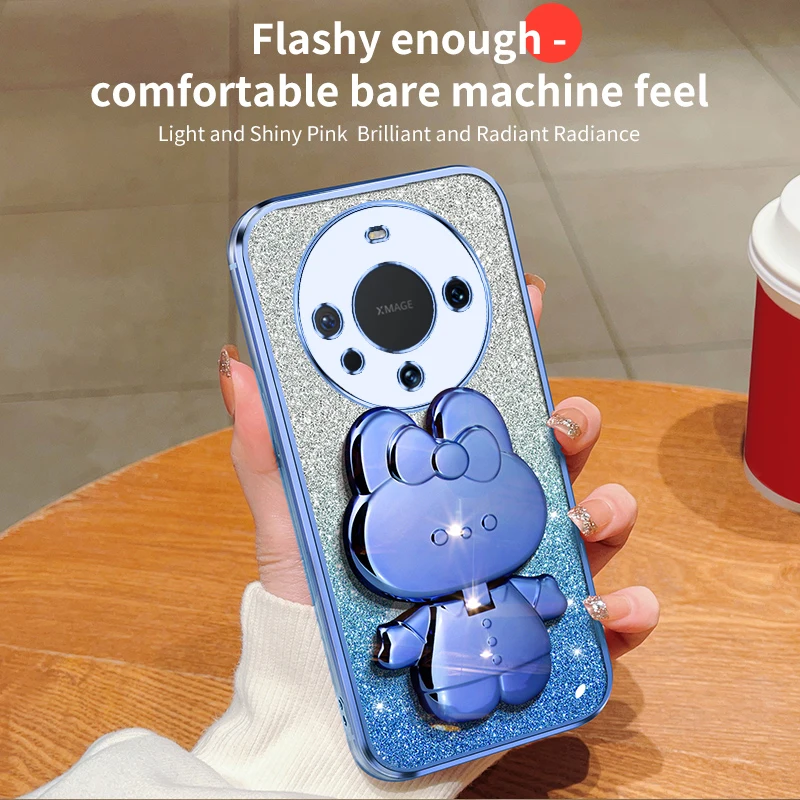 Custodia con specchio per il trucco con motivo a coniglio glitterato Mate 30 40 per Huawei Nova 10 Pro 8 11 7 Se 5pro 3 4 5 6 Cover morbida Nova9se_voghion.com
