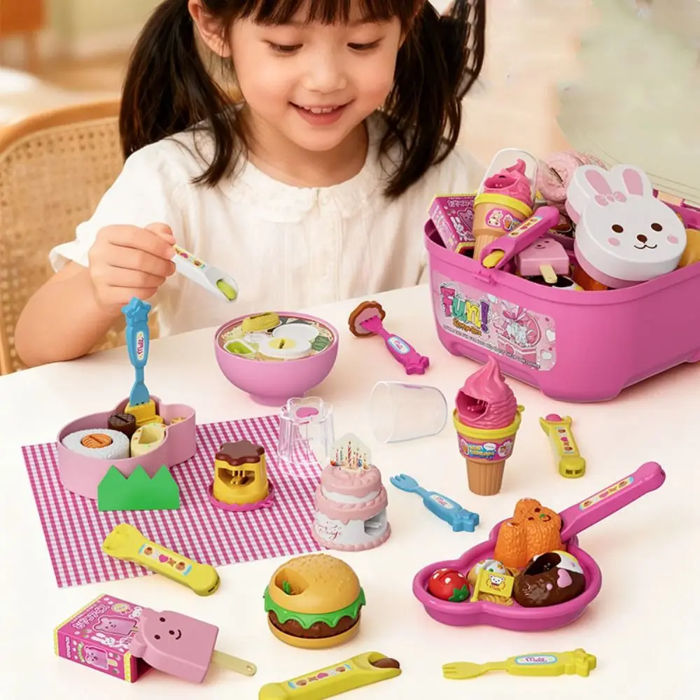 Little BearShape Pudding Feeding Set Pretend Play Early Education Lunch Box Pudding Kawaii Simulation Model Play House Toys