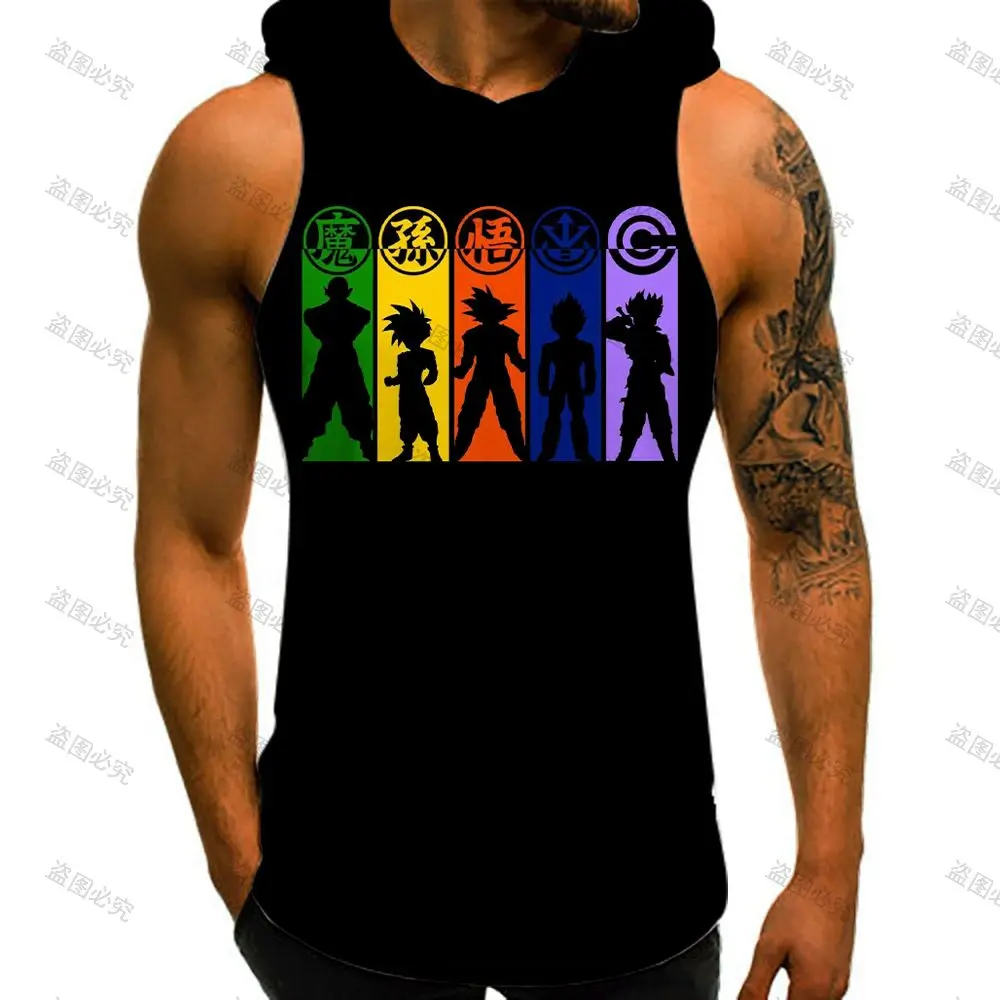 Sleeveless Vests Dragon Ball Z New Vest With Hood Gym Tank Top Men High