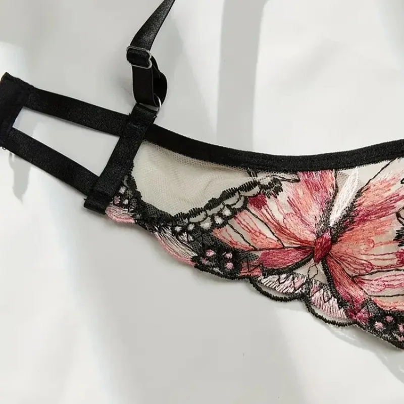 Sexy Underwear Set Fairy Butterfly Lingerie Transparent Bra Kit Black Pink Beautiful Lace Underwear Erotic Intimate Goods