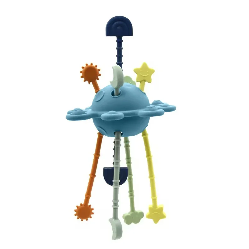 Baby Teething Toy Sensory String Teether Silicone Baby Montessori Early Education Toys Silicone Pull String Activity Toy