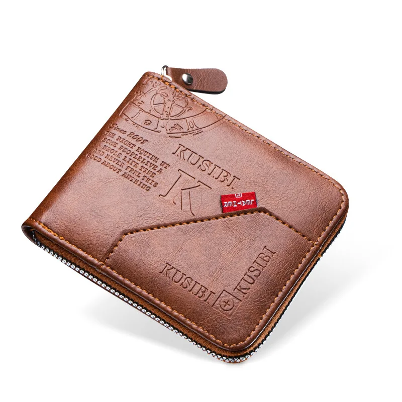 2025 Men Short Zipper Wallet Vintage PU Leather Men Short Credit Card Holder Wallet with Coin Pocket, Multifunctional Coin Purse 2