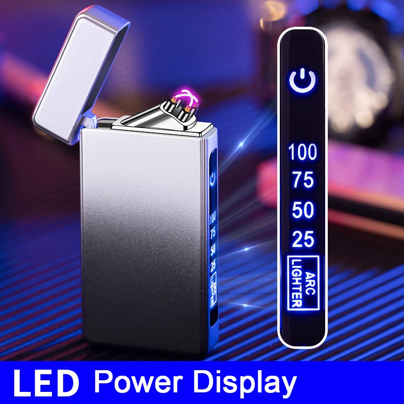 Encendedor electrónico, encendedor recargable por USB, mini pantalla táctil  creativa, pantalla LED, resistente al viento, encendedor sin llama con