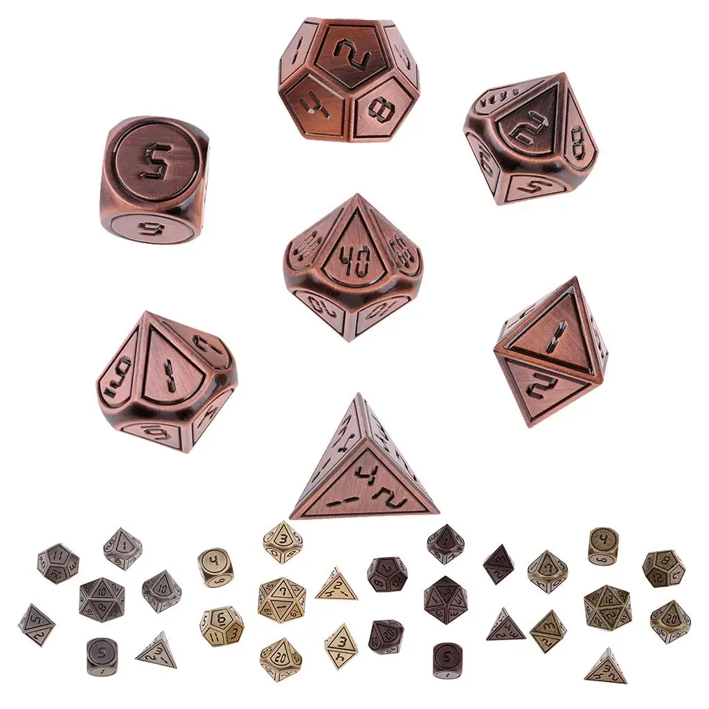 RPG Dice Set 7 Pieces Metal Polyhedral Dice Zinc Alloy Game Dice for Dungeon and Dragons Party Play RPG Dice Set 7 Pieces Metal Polyhedral Dice Zinc Alloy Game Dice for Dungeon and Dragons Party Play