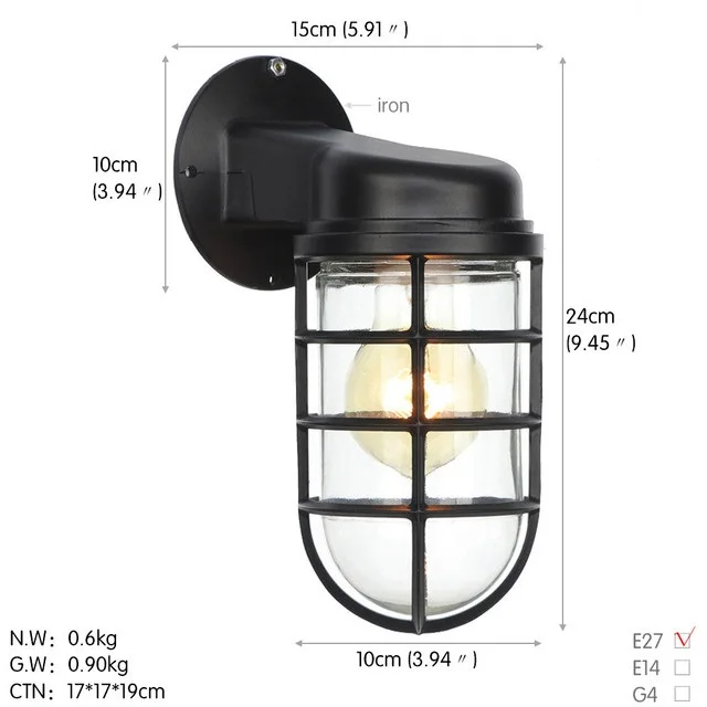 

Creative American Retro LED Wall Lights Home Lighting Black Wall Lamps Metal Lamp Body Glass Lampshade Vintage Wall Lamp