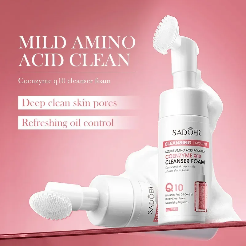 SAODER Q10 Vitamin C Facial Cleanser Face Wash Foam Facial Cleansing Mossee Moisturizing Brightening Facial Skin Care Products 2