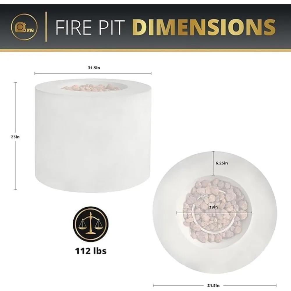 32 Inch Multifunctional Fire Pit Table, Circular Gas Fire Pit, Alloy Steel Veneer, Weather Resistant Propane Pit Table