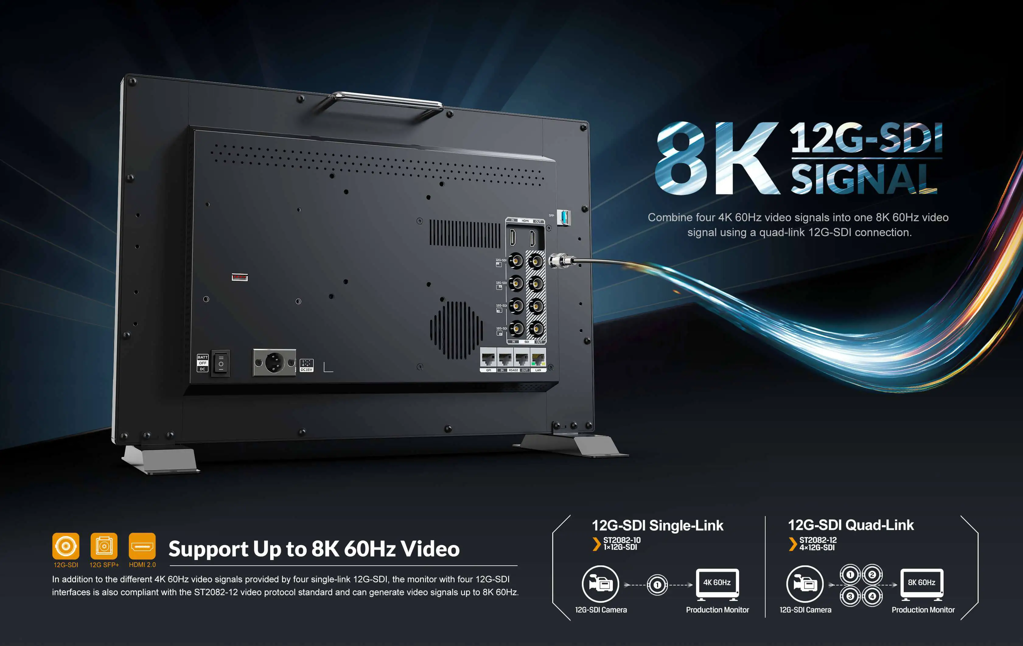 Q18-8K 17.3 inch 8K 12G-SDI 3840*2160 400nits studio production monitor Optional