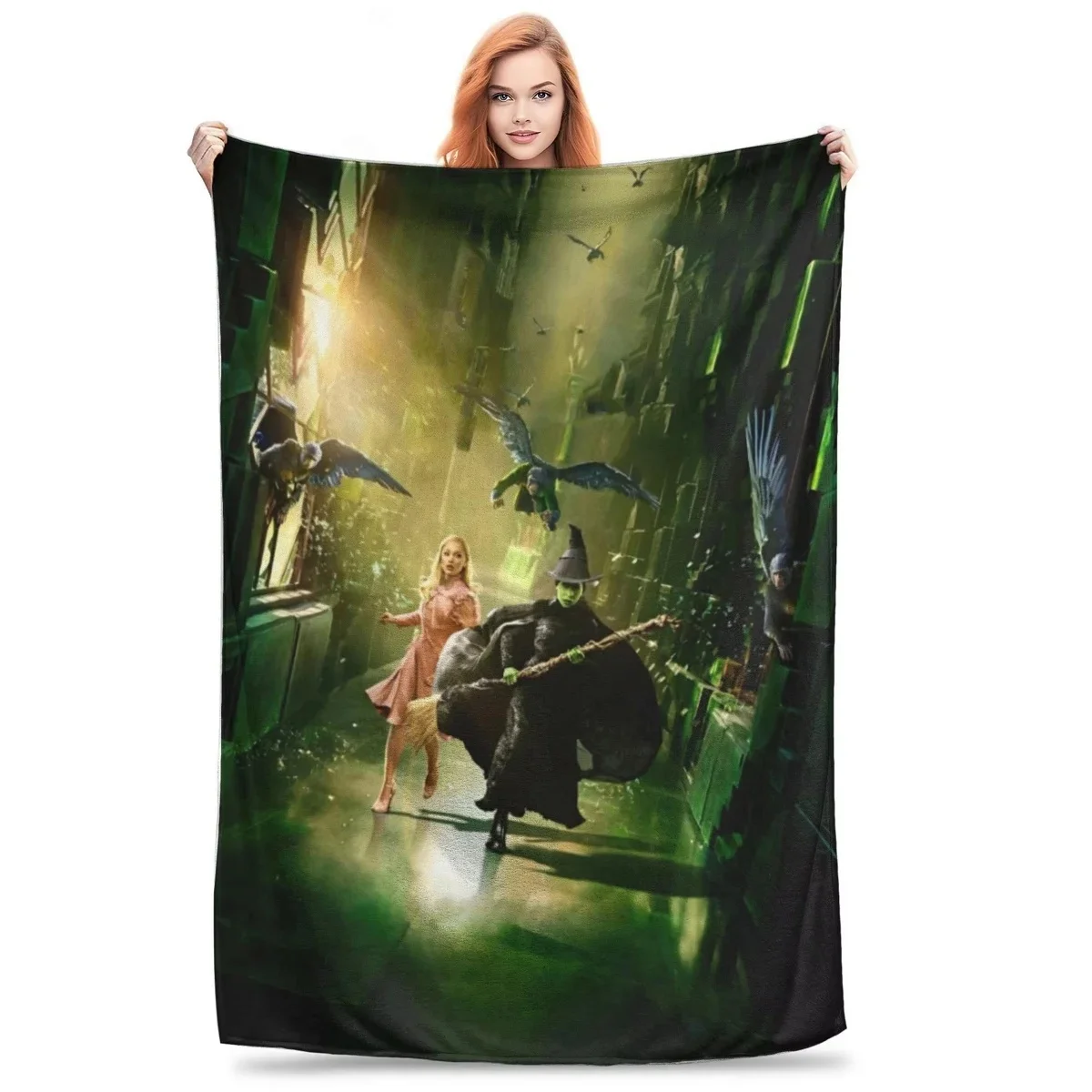 Wicked Musical Movie 2024 Blanket Soft Throw Blanket for Home Bedroom Bed Sofa Travel Office Solid Cover Blanket Kids 3D Quilt