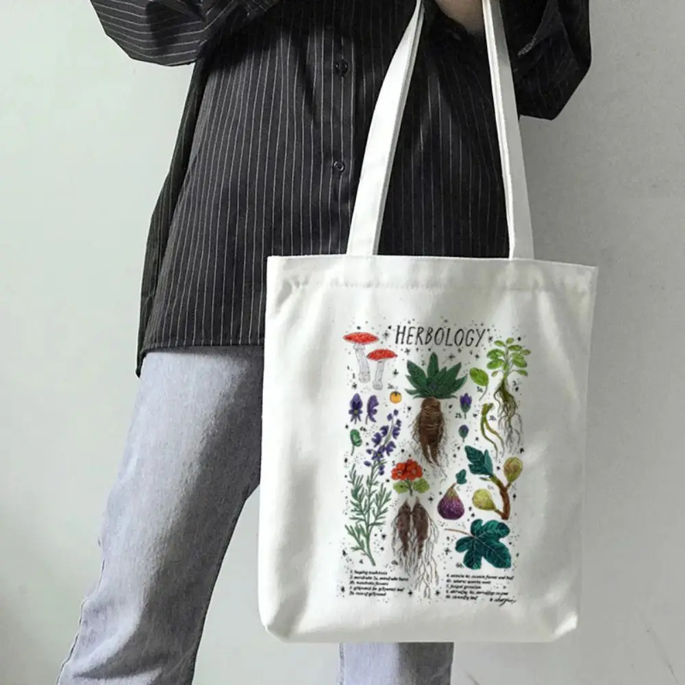 

Большая вместительная Холщовая Сумка-тоут, Подарочная Повседневная сумка для покупок в виде грибов, мультяшная сумка через плечо