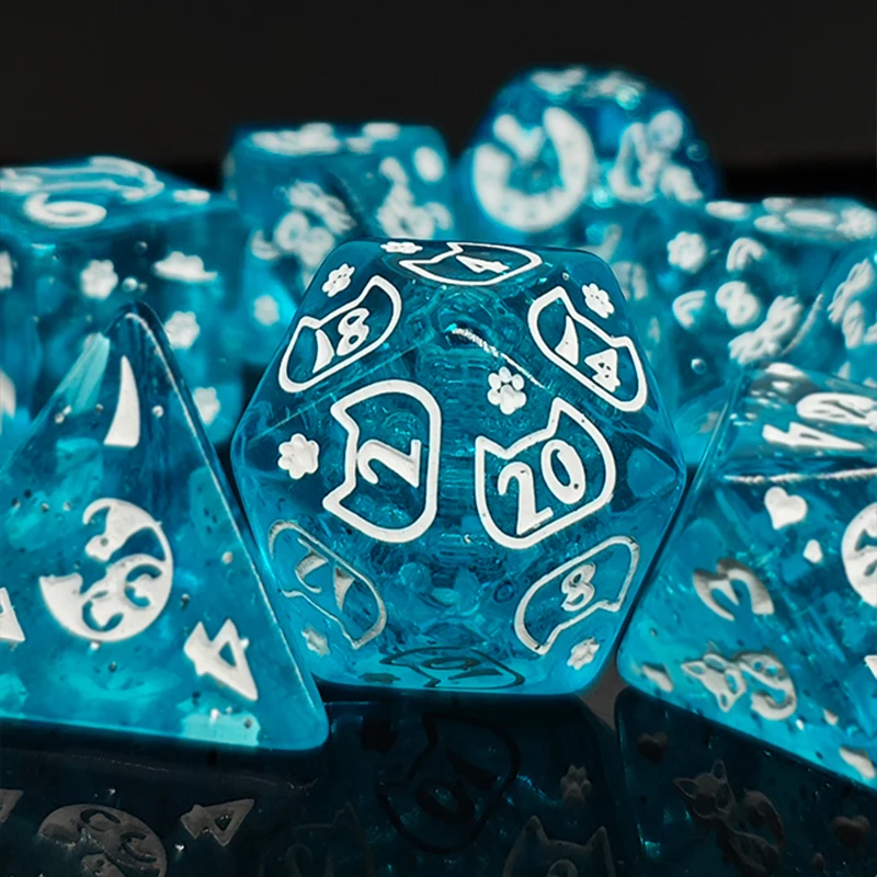 7 Pcs New Double Colors Dice Polyhedral Gold Font Digital Dices Kit TRPG RPG D20 D12 D10 D8 D6 D4 Table Game Kids Toy polyhedral dice kit