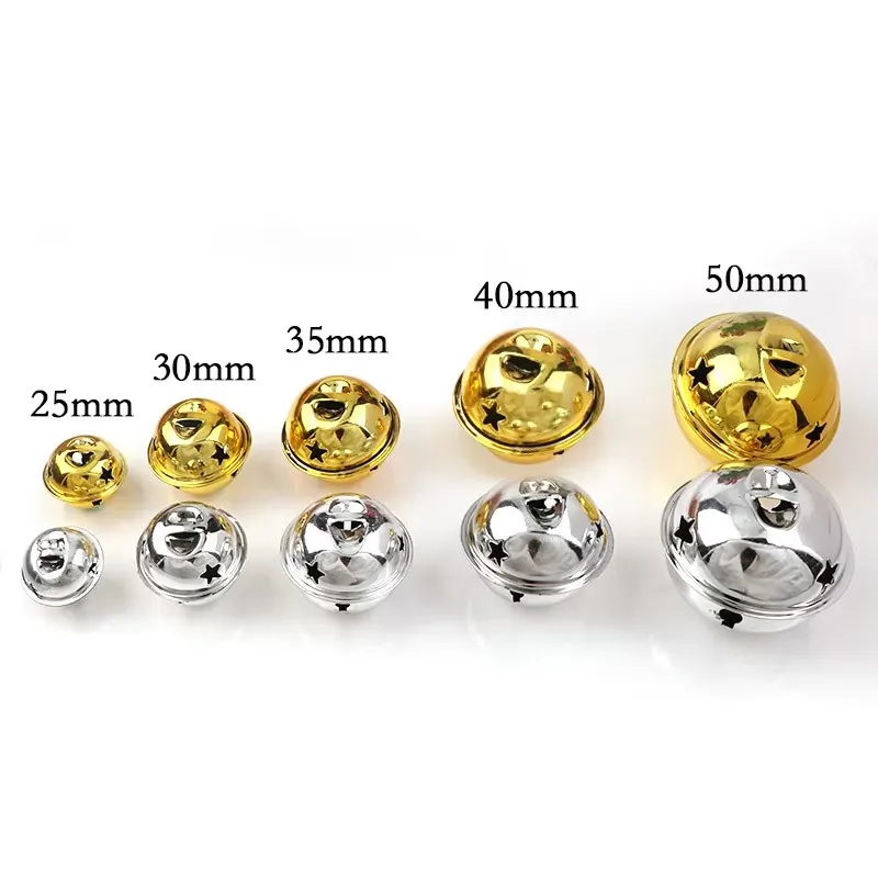 Christmas Decorations Jingle Bells Jingle Bells 25/30/35/40/50mm Gold/Silver Christmas Tree Pendant Ornaments Decor for Christmas Party & Festival Decorations