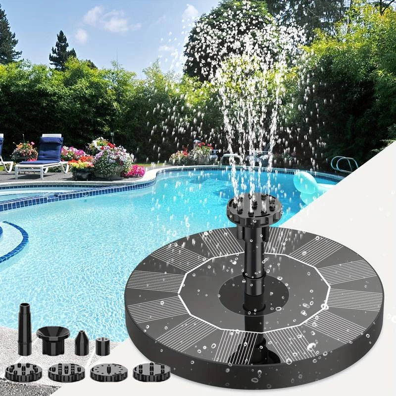Solar Fountain Solar Fountain Pump Solar Water Pump Fountain Nozzles Solar Fountain Pump 2.5W with 6Nozzles and 4ft Water Pipe for Bird Bath Pond Garden