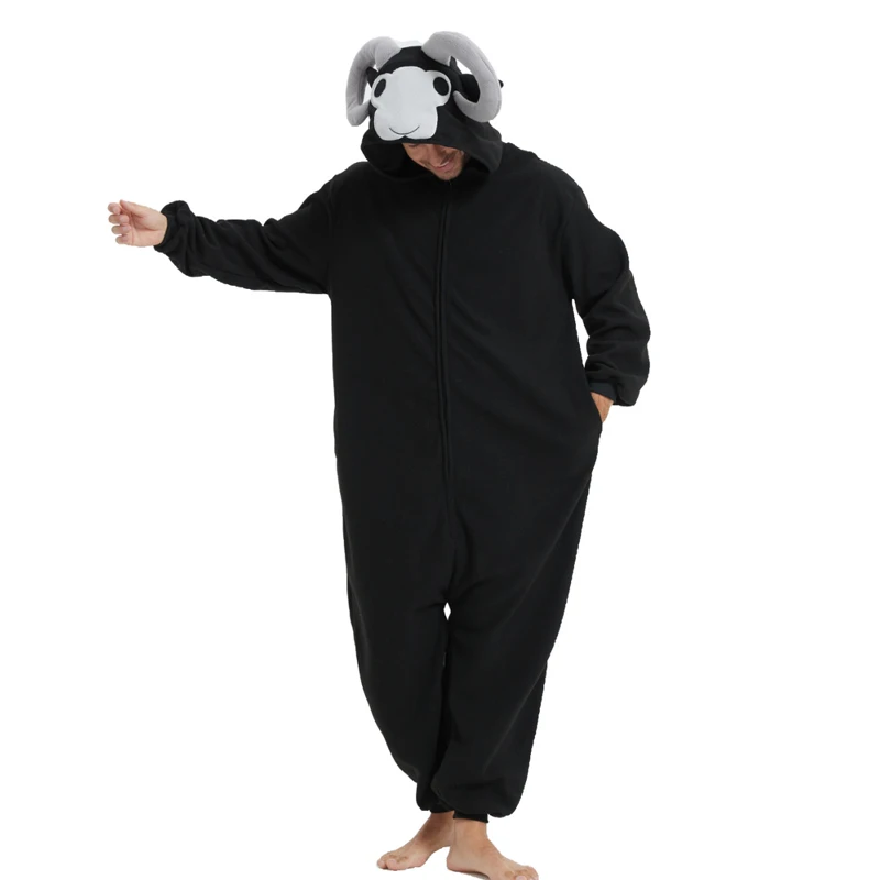 Wild Sheep unisex animal cosplay game costume kigurumi men one piece pajamas halloween christmas party hooded cartoon pajamas