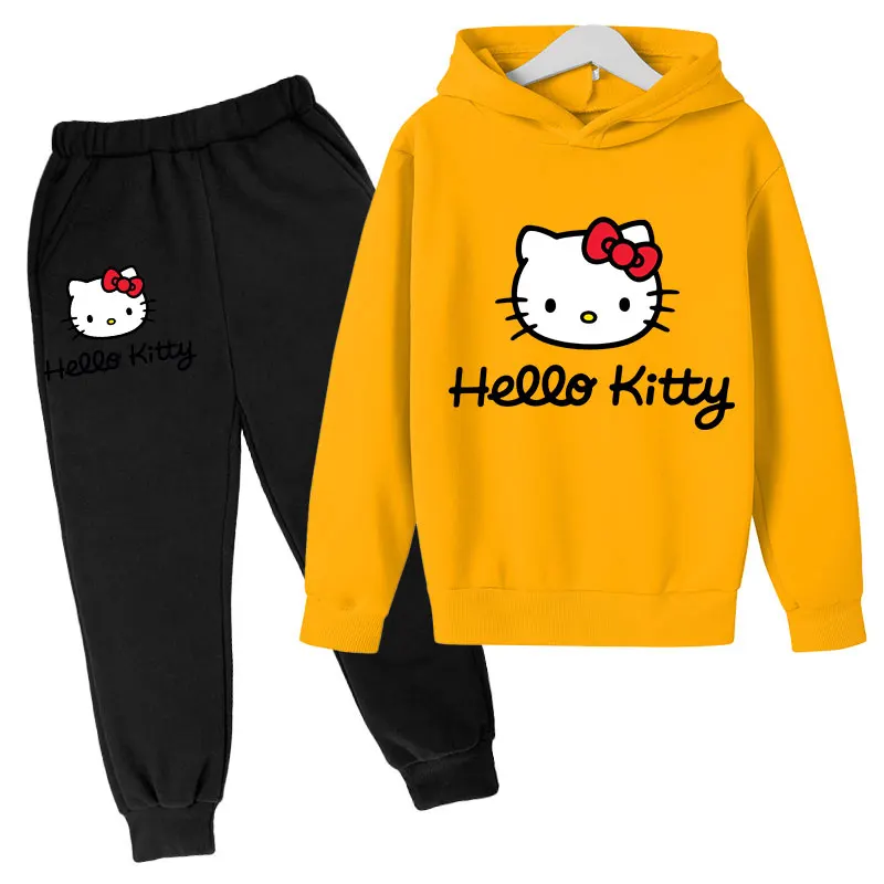 thumbnail image 1 of Conjuntos de sudaderas con capucha de Hello Kitty, conjunto de ropa para niños, ropa para niños, ropa para niñas, tops, pantalones, trajes de 4 a 14 años, trajes con capucha, suéter, 1 of 5